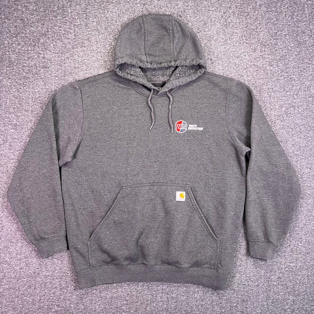Carhartt Hoodie Mens L Gray Loose Fit Casual Workwear WIN Waste Innovations K121